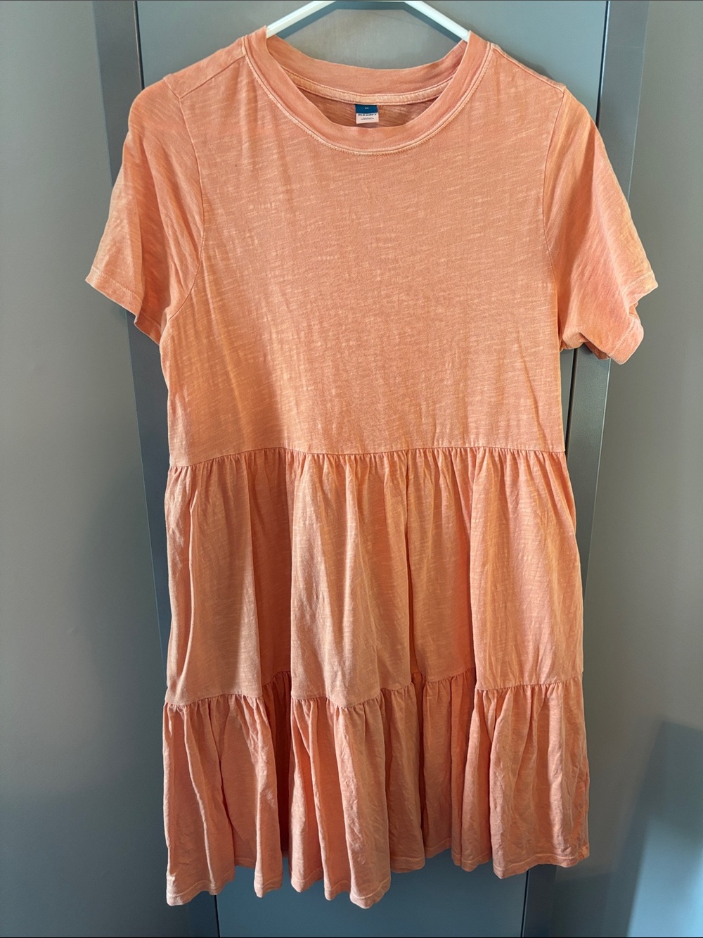 Old Navy Peach Tiered Short-Sleeve Casual Dress Womens size medium